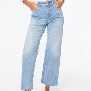 J. Crew Wide-Leg Cropped Jean All Day Stretch Spring Storm Wash NWT Plus 33W